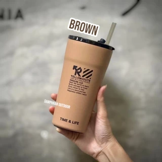 ❄️ แก้วเก็บอุณหภูมิ เย็น ร้อน Yellow Route Penguin Cup 20 oz. มาพร้อมฝา/หลอด มีที่เปิดขวดในตัว