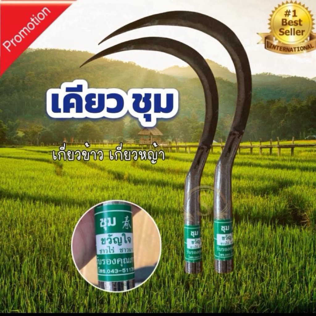 เคียวชุม เกี่ยวข้าว เกี่ยวหญ้าเหล็กกล้า ขนาด 18*30