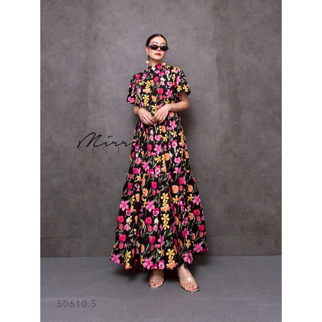 🔖Mirrorsister 50610.5 เดรสลายดอก ทรงหลวมใส่ง่าย มีสายให้ผูกถ้าต้องการความเข้ารูป มีซับในสายเดี่ยว - รูปที่ 5