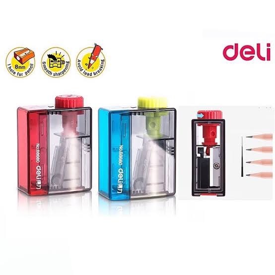 กบเหลา ดินสอ Deli 68660 ที่เหลาดินสอ พกพา ดินสอ สีไม้ กบ  ปรับความแหลมได้ 4 ระดับ (คละสี 1 ชิ้น)