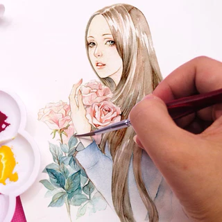เซ็ตพู่กันหัวแหลม 11 ด้าม สำหรับวาดภาพ ละเอียด ตัดเส้น วาดโมเดล สีน้ำ สีอะคริลิค พร้อมส่ง