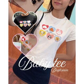 Baby tee สกรีนลายน้องหมาหัวใจน่ารัก / dressylismm