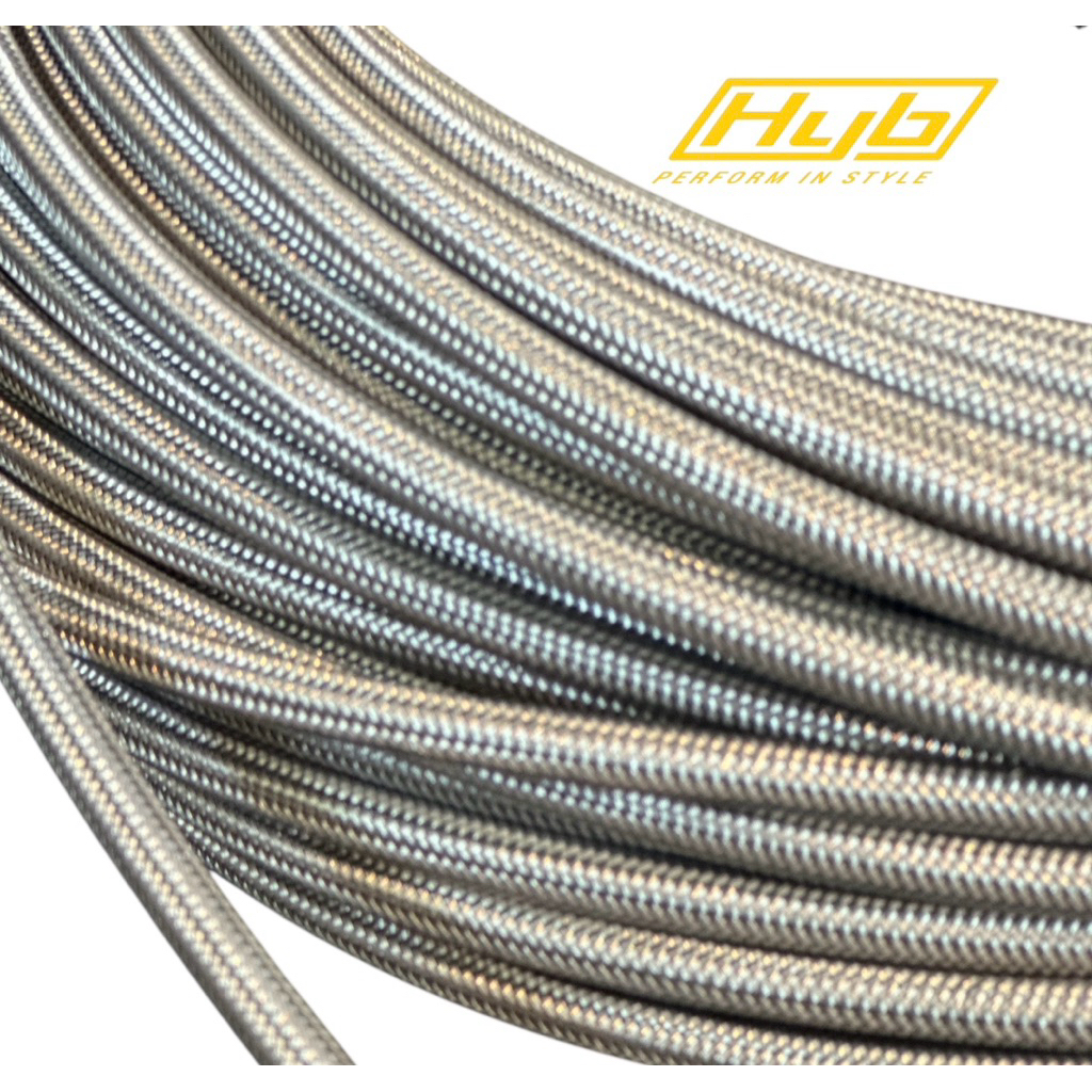 สายถักเบรค An3 เทฟล่อน  HYB สแตนเลสแบบอย่างดีที่สุด สไตล์อเมริกา ไม่ดำ ไม่ลอก ราคา 250 บาทต่อเมตร(40นิ้ว)รับประกันคุณภาพ