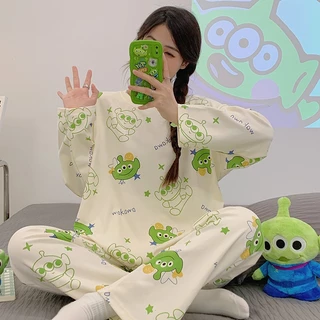 ชุดนอน ชุดนอนผู้หญิง ชุดนอนน่ารัก ชุดนอนแขนยาวขายาว ชุดนอนการ์ตูน เซตชุดนอน ฟรีไซส์ ผ้านิ่มไม่บาง CL พร้อมจัดส่ง🚛