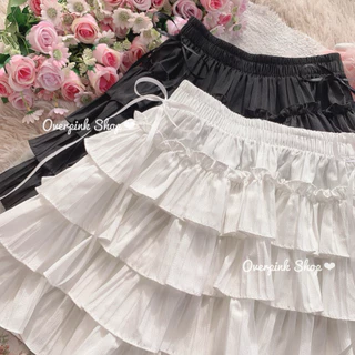 🌸OVP🌸 กระโปรงสั้น ทรงขนมชั้นแต่งระบาย ไม่มีซับใน เวียดนามเวียดใจ กระโปรงสีขาว กระโปรงบาน