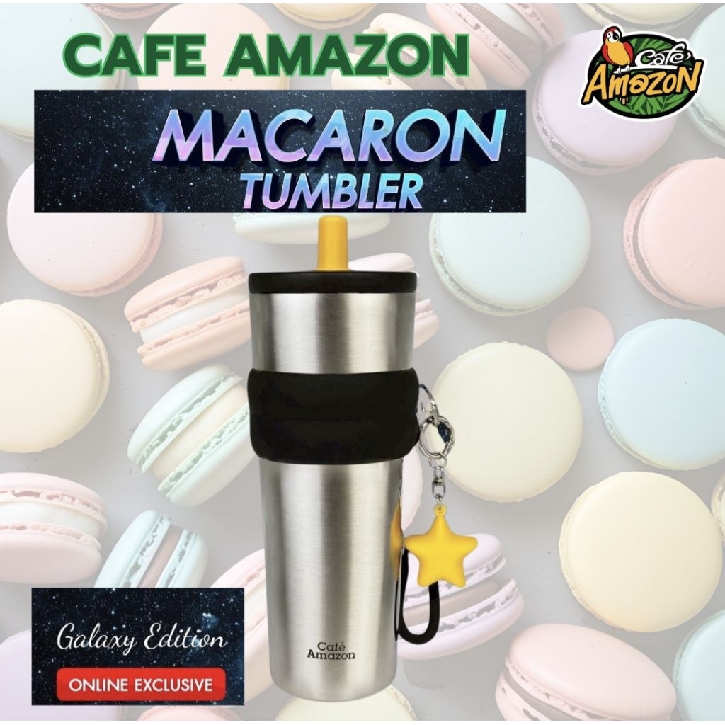 แก้วสแตนเลส คาเฟ่อเมซอน MACARON 22 ออนซ์ พร้อมพวงกุญแจ ของแท้ของใหม่ จากร้านอเมซอน