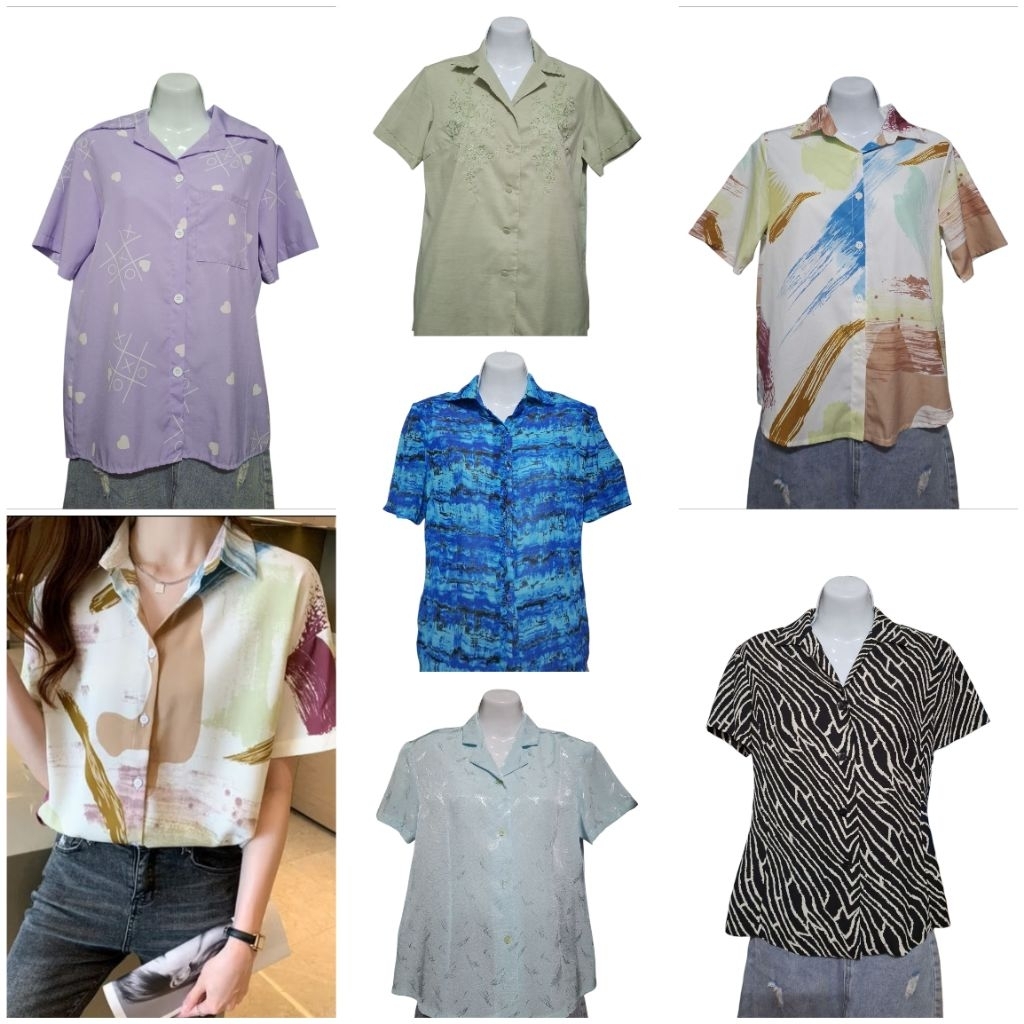 (up22/02/69) เสื้อเชิ้ต เสื้อคอปก เสื้อฮาวาย เสื้อวินเทจ เสื้อทำงาน มือสอง