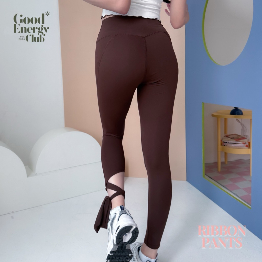 GOOD ENERGY CLUB - RIBBON PANTS[1362] กางเกงออกกำลังกายผู้หญิง กางเกงโยคะ ดีเทลผูกโบว์ (2A-2C)
