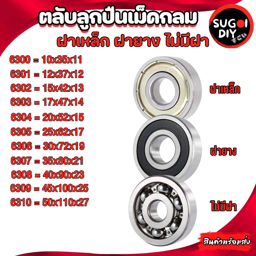 ตลับลูกปืนเม็ดกลม 6300 6301 6302 6303 6304 6305 6306 6307 6308 6309 6310 Sugoi DIY