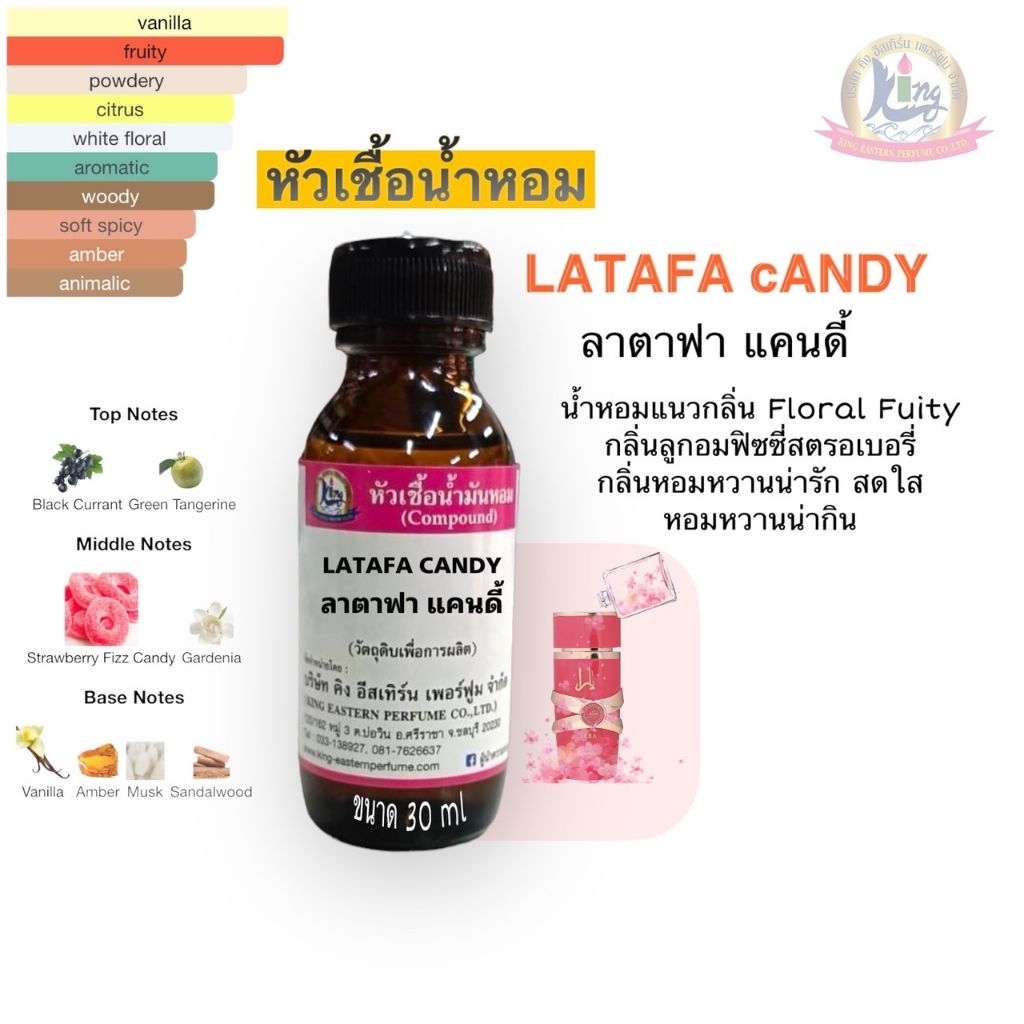 กลิ่นLATAFA CANDY (ลาตาฟา แคนดี้)หัวเชื้อน้ำหอม100%   ขนาด 30ml