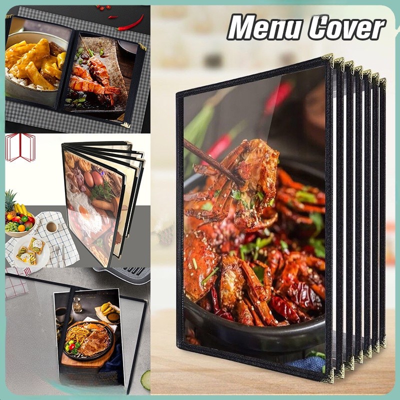 แฟ้มเมนูอาหาร แฟ้มเมนู เมนูอาหารปกใส ปกพลาสติกใสอย่างดี หลายขนาด Menu folder A4 สีดำ เมนู เย็บขอบหนั