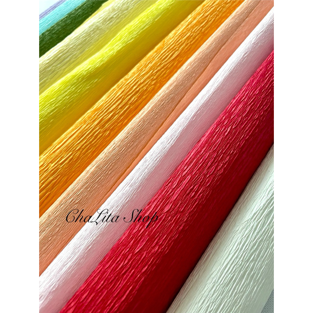 กระดาษห่อดอกไม้ Crepe paper(พร้อมส่งในไทย) ขนาด 50x250 cm งาน Origami กระดาษย่น งานประดิษฐ์ ดอกไม้กระดาษ งานแฮนด์เมด