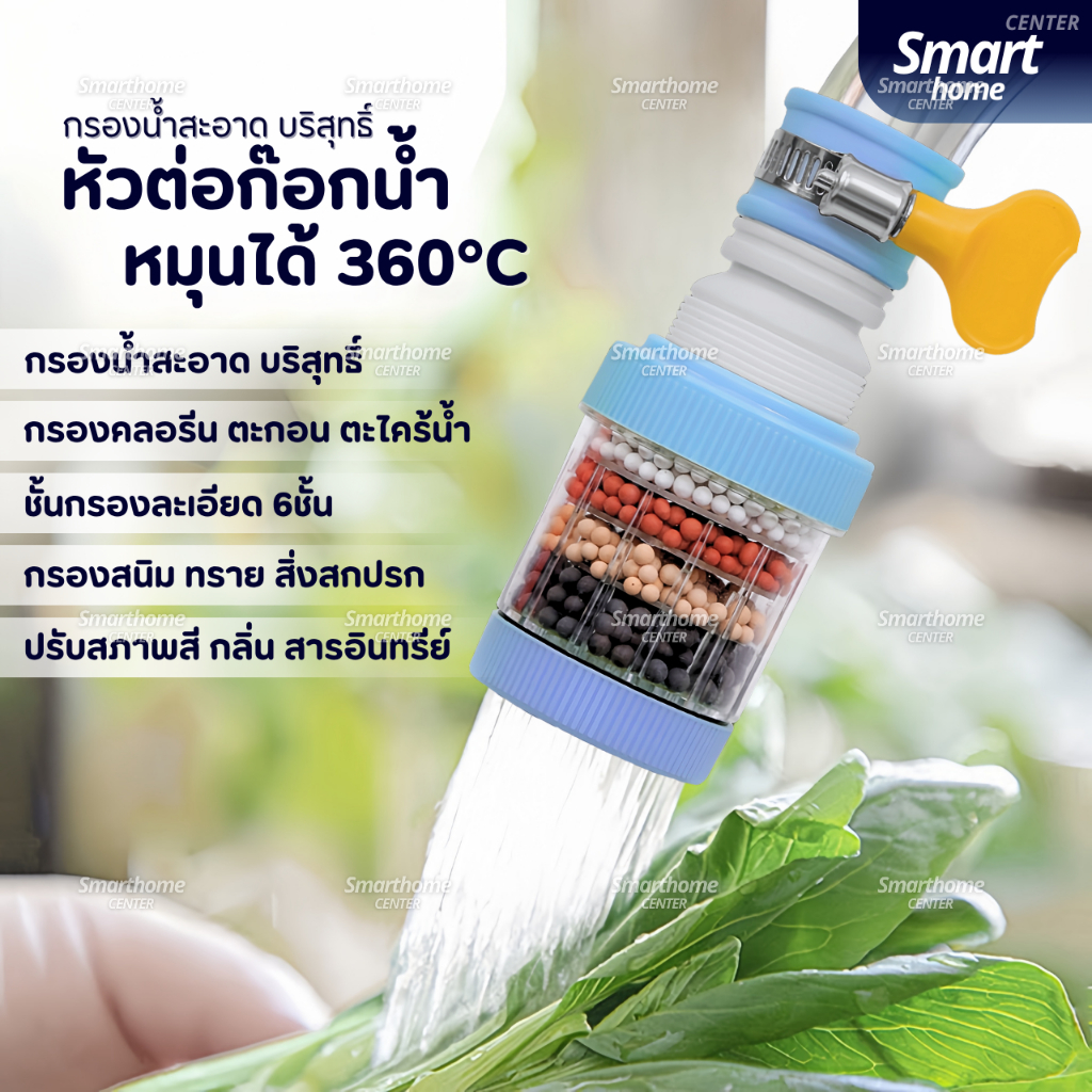 หัวต่อก๊อกน้ำ(รุ่นอัพเกรดปรับค่าPHในน้ำ)หมุนได้ 360°Cชั้นกรอง 6ชั้น กันน้ำกระเด็น หัวกรองก๊อกน้ำ  ที่กรองน้ำ  หัวกรองน้ำ