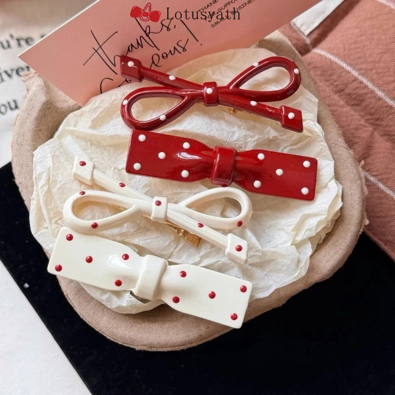 กิ๊บติดผมลายจุดสีสันสดใส กิ๊บติดผมสไตล์ย้อนยุคสุดประณีต กิ๊บติดผมผู้หญิงสไตล์เรียบง่าย