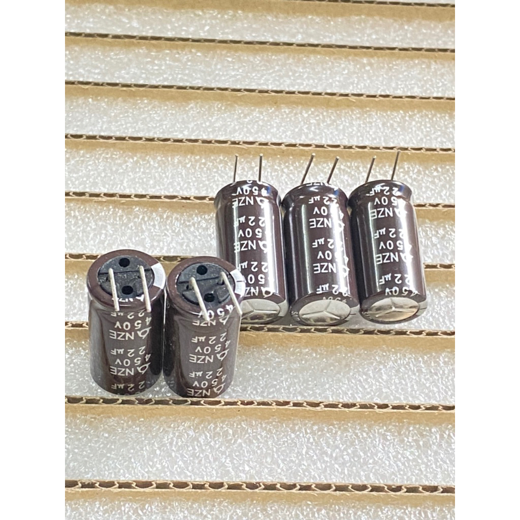 (ชุด10ตัว) C 22UF 450V SAMYOUNG 105C Cเกาหลี13x25mm คาปาซิเตอร์ 22UF 450V Capacitor 22UF 450V น้ำตาล