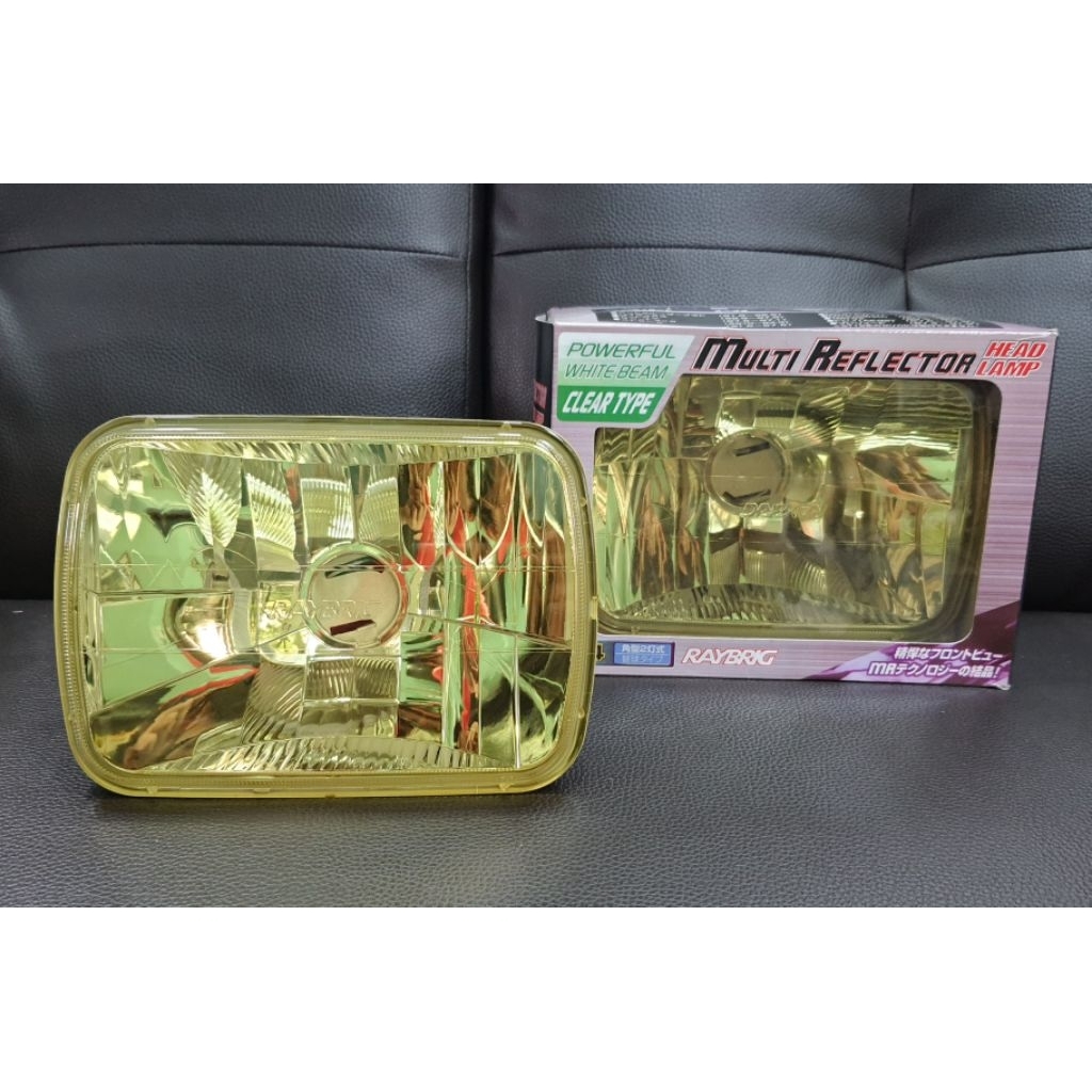 1คู่ ไฟหน้า RAYBRIG YELLOW  สีเหลือง ToYoTa hilux Mighty-x LN89-106 ปี1990-1998 corolla ae AE86 isuzu nissan mitsubishi