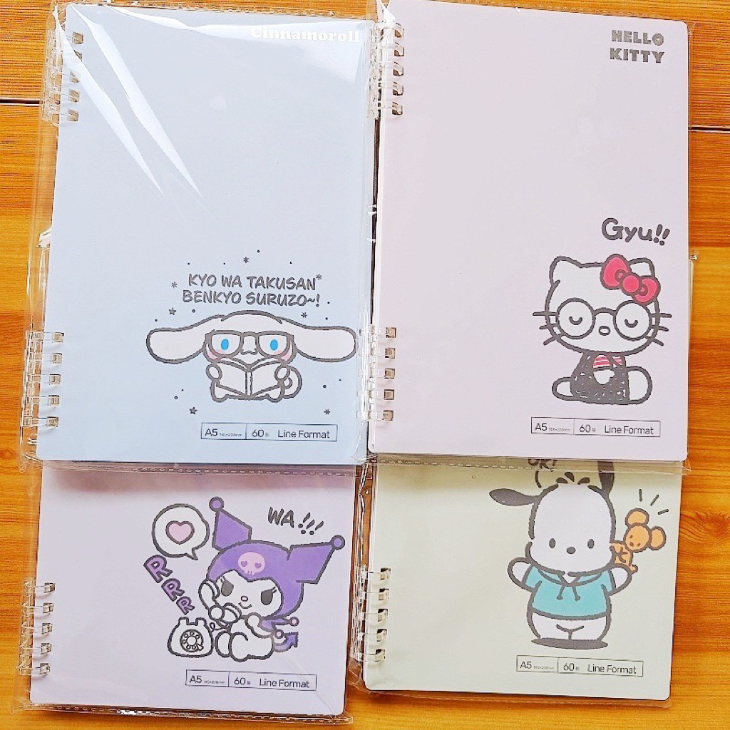 Sanrio สมุดห่วงบนล่าง A5 ลายซาริ Line Format งานแท้ LS S-HC-01