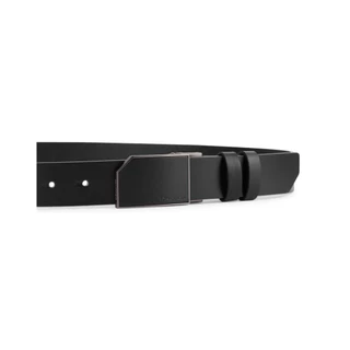 DAPPER เข็มขัดหนังแท้ Snip Corner Plaque Buckle Belt แบบใส่ได้ 2 ด้าน สีดำ (BBC/BK/1287PG4)