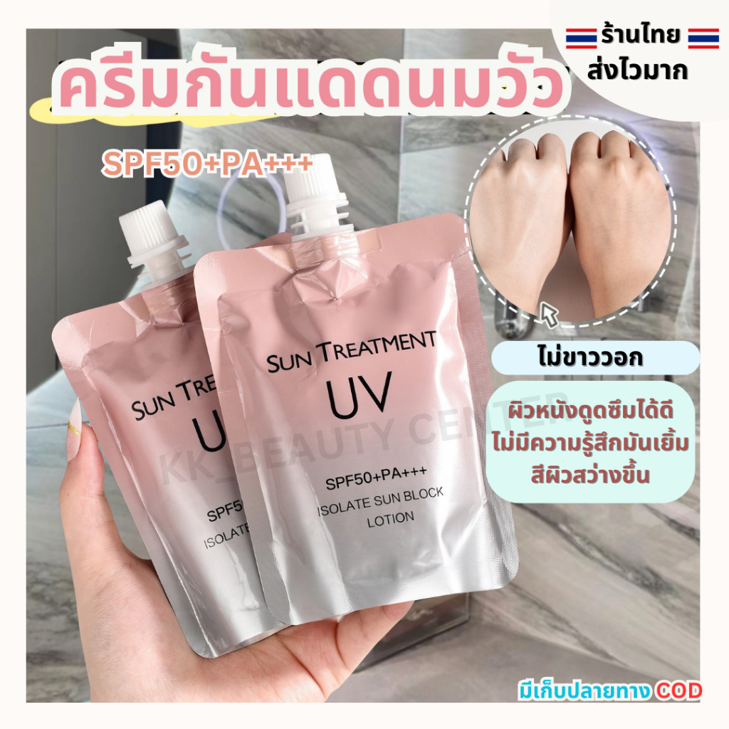 (สินค้าส่งจากไทย) กันแดดนมวัวชมพู เนื้อบางเบา ไม่เหนอะหนะ สำหรับผิวกาย SPF50+PA+++ ปริมาณ 150ml.