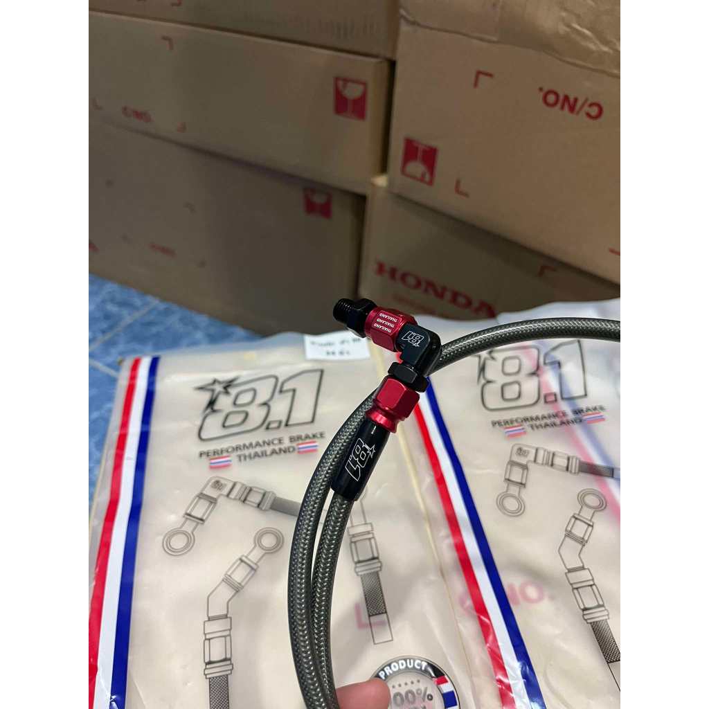 สายเบรคหน้า 8.1 Thailand แท้ สีแดง-ดำ หัว 90 ยาว 34 นิ้ว เวฟ/ดรีม รถมอเตอร์ไซค์