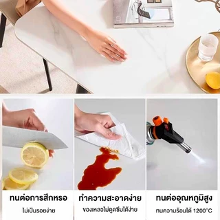 JJMโต๊ะกินข้าว 6/4 ที่นั่ง แผ่นหิน ขาเหล็ก 120/140/160CMสไตล์นอร์ดิก ห้องนั่งเล่น โต๊ะรับประทานอาหาร