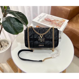L YN New Letter Buckle Flap Diamond Chain Bag กระเป๋าสะพายข้างผู้หญิง，40