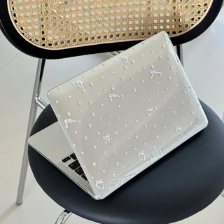 Shesell พร้อมส่ง✨เคส macbook(Crystal)ริบบิ้นสีขาว Air13 Neo13 A3240 Pro13 เคสสำหรับแมคบุ๊คใส A2338