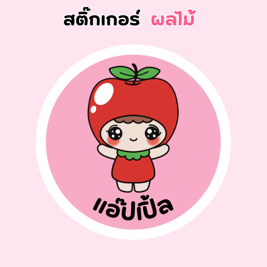 สติ๊กเกอร์ติดขนมลายผลไม้รสชาติผลไม้การ์ตูนน่ารักวงกลม