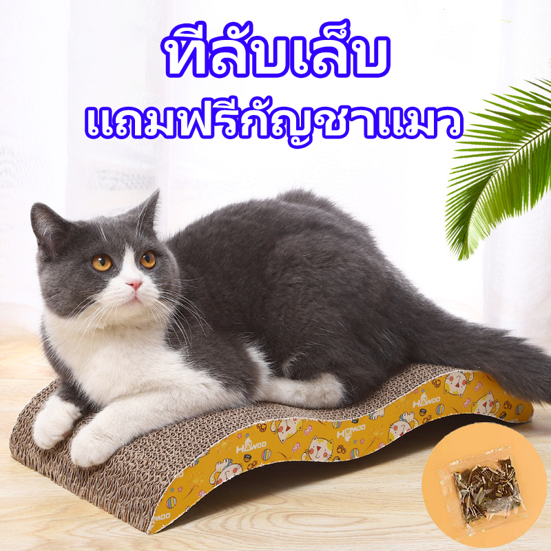 🐱ที่ลับเล็บ ที่ลับเล็บแมว ราคาถูก โซฟาที่ลับเล็บแมว กระดาษลูกฟูก แบบ 2 ด้าน ที่ลับเล็บ ที่ลับเล็บแมว แถมฟรีกัญชาแมว