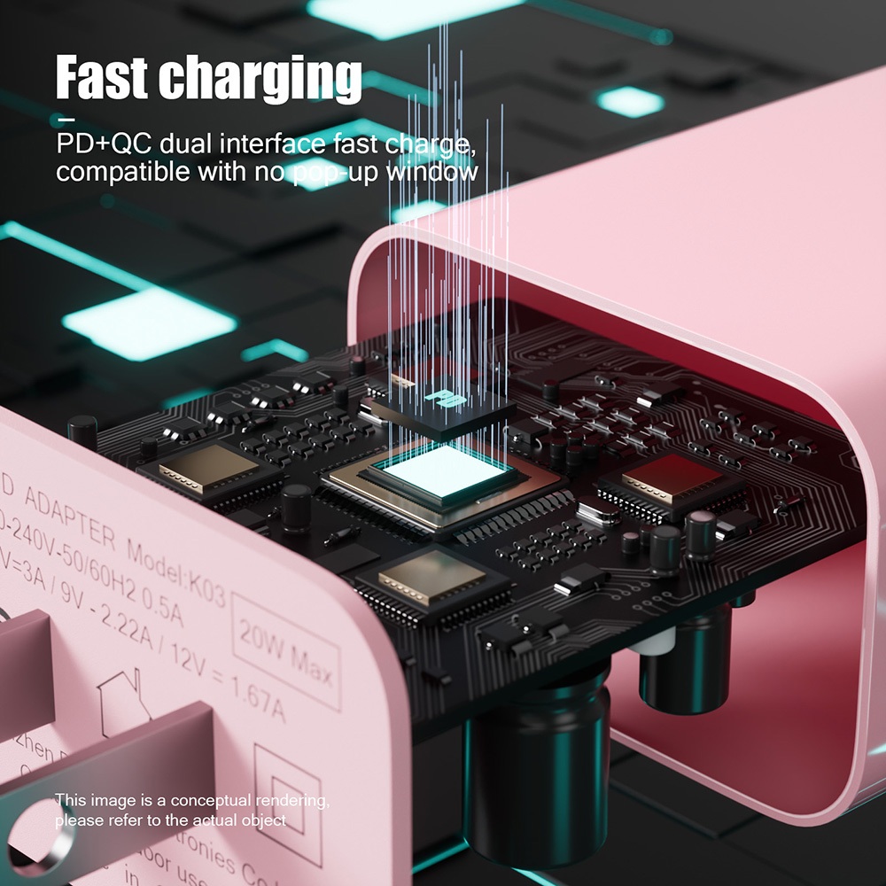 AK หัวชาร์จสองช่องเสียบ หัวชาร์จเร็ว Fast Charger 20W PD Qc3.0 รองรับชาร์จเร็ว - รูปที่ 4