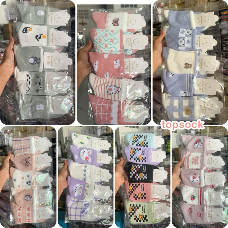 78.ถุงเท้าข้อกลาง 1 แพ็คมี 10 คู่