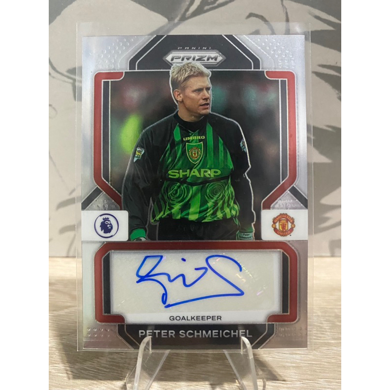 การ์ดฟุตบอลตำนานแมนยูลายเซ็นชไมเคิล Peter Schmeichel 2022-23 Prizm Premier League