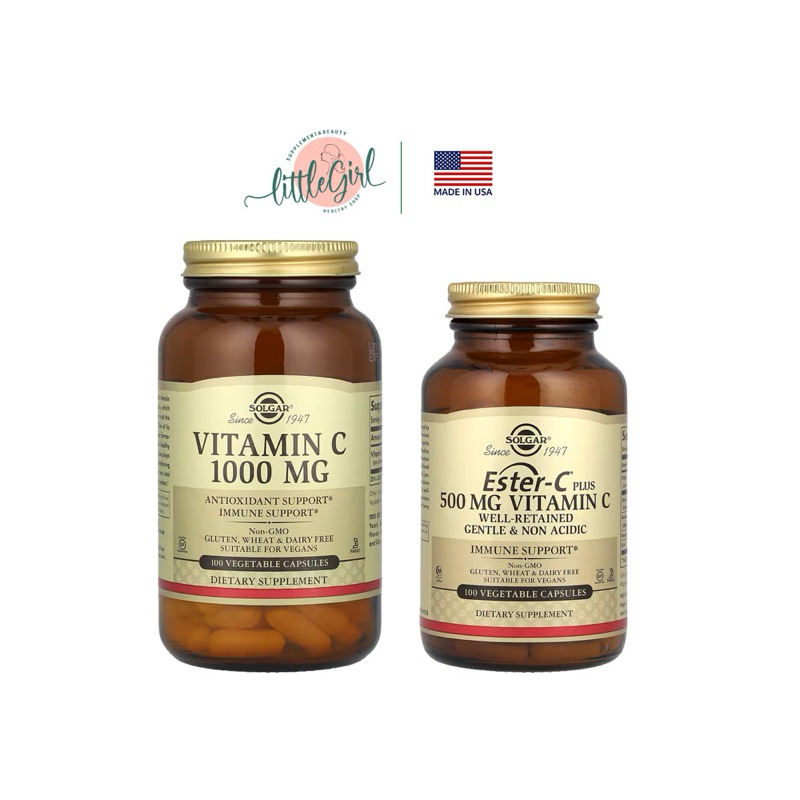 (พร้อมส่ง) Solgar Vitamin C Ester-C Plus 500 mg , Vitamin C 1000 mg