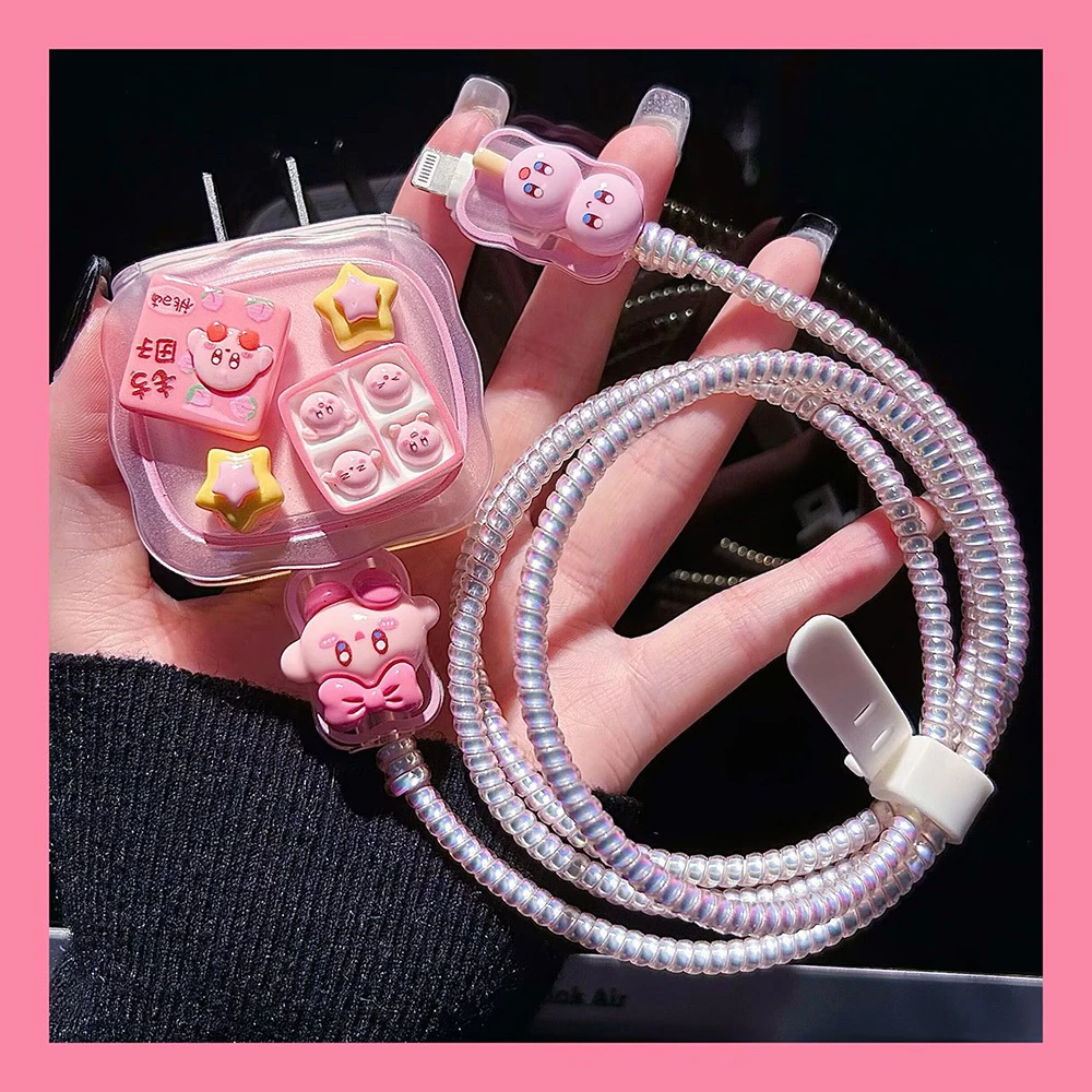 AK (1เซตมี5ชิ้น )พร้อมส่งจากไทย ชุดพันสาย เคสหัวชาร์จ ลายการ์ตูน ตัวถนอมสาย USB 20w 18w 35w thumbnail 10