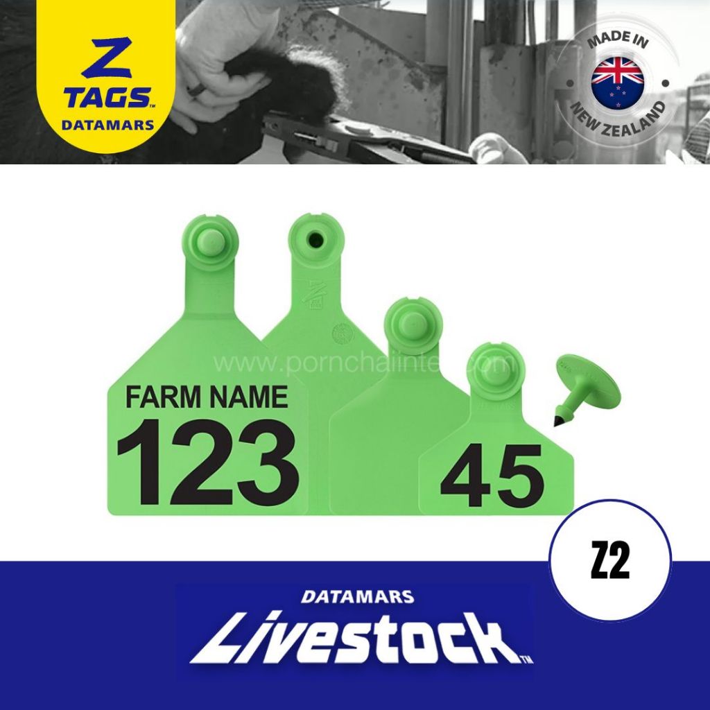 เบอร์หูสัตว์ แบบสองชิ้น z2 (สีเขียว) (บรรจุ 20 ชิ้น/แพ็ค)