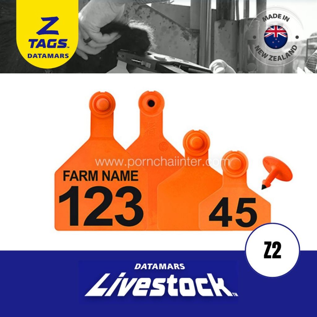 เบอร์หูสัตว์ แบบสองชิ้น z2 (สีส้ม) (บรรจุ 20 ชิ้น/แพ็ค)