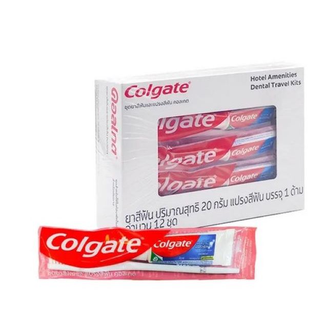 คอลเกต Colgate ชุดแปรงสีฟัน+ยาสีฟัน ขนาด20กรัม แพ็ค12ชิ้นต่อกล่อง