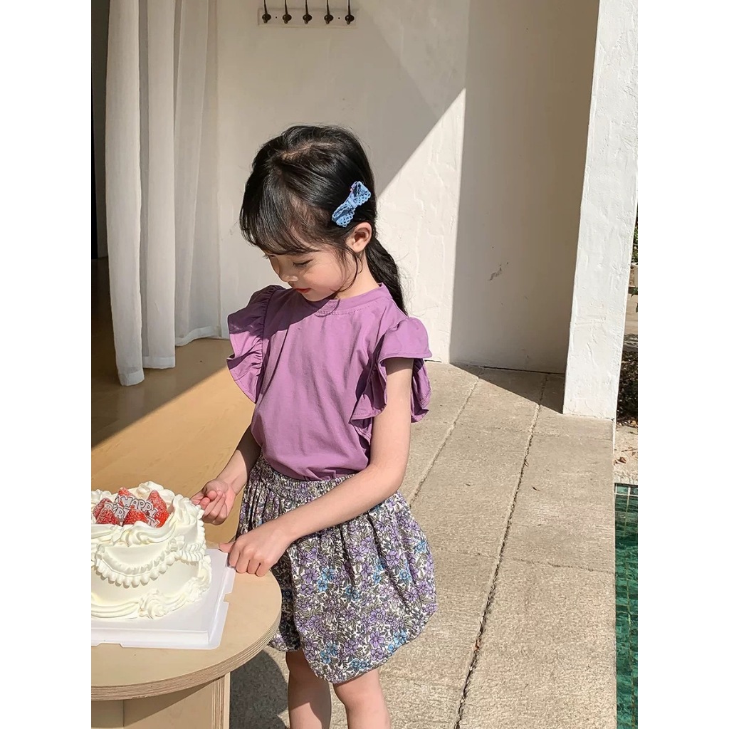 (KIDS) เสื้อยืดเด็กหญิงผ้าร่องแขนระบาย สีพาสเทลหวานๆ ใส่ได้ตั้งแต่ 1-7 ขวบ ราคา ถูกที่สุด ดีลบีเคเค แกลเลอรีภาพที่ 8