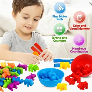 เกมส์แยกสี Rainbow Sorting Bear ของเล่นเด็ก นับของเล่น เกมสมอง ฝึกสมอง คีบ แยกสีของเล่นพัฒนาการ