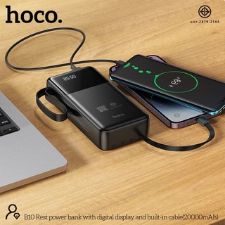 พาวเวอร์แบงก์ แบตสำรอง HOCO B10 Power Bank Digital Display ความจุ 20000mAh พร้อมสายชาร์จในตัว 4in1 ชาร์จเร็ว 2.1A