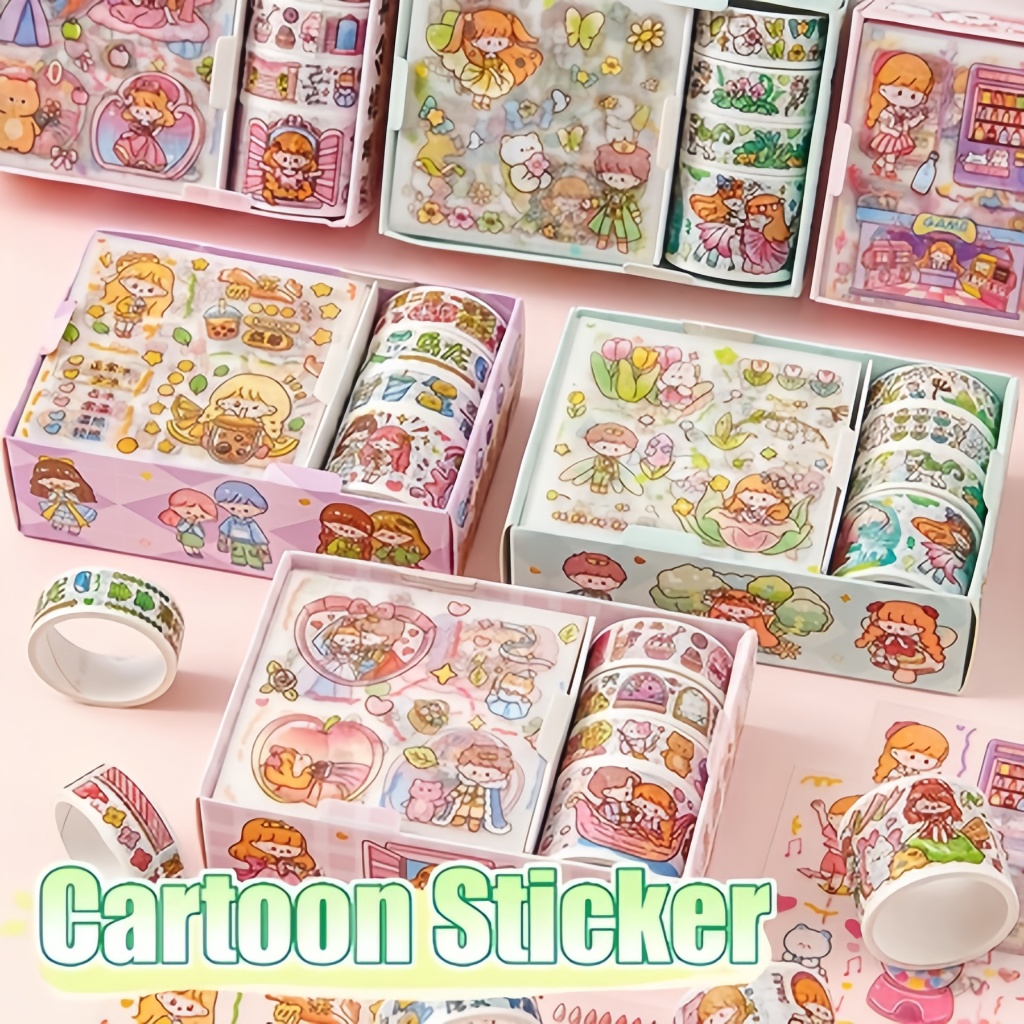 สติ๊กเกอร์ พร้อมกล่อง Sticker ชุด PVC น่ารักกันน้ำ ตกแต่ง ไดอารี่ สติ๊กเกอร์ไดคัท ลายน่ารัก