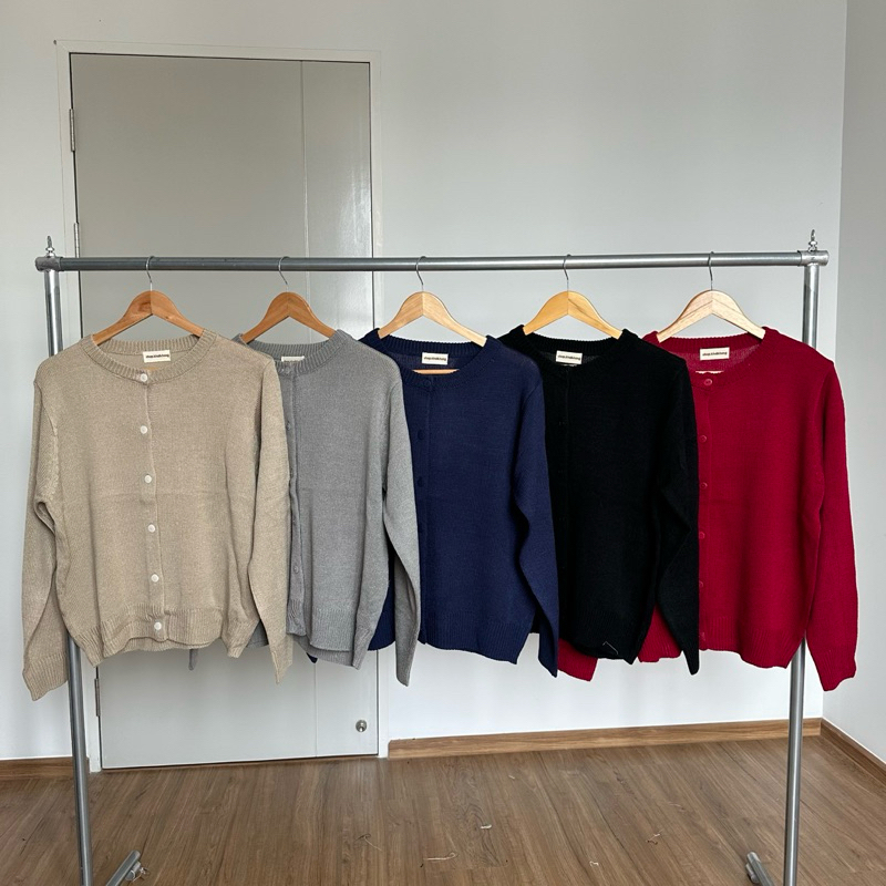 Anya cardigan เรียบ คาร์ดิแกน ไหมพรม คอกลม oversize plussize ยืดเยอะ ตัวสั้น