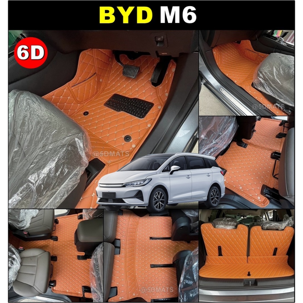 BYD M6 2024 พรมรถยนต์6D บีวายดี เอ็ม6 เข้ารูป
