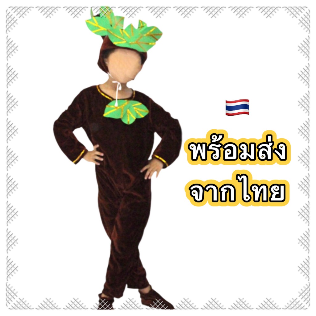 🔥ส่งฟรี EMS🔥(ไม่ง้อโค้ด)  ชุดต้นไม้ กำมะหยี่ ชุดแฟนซีต้นไม้ tree kid boy girl children costume