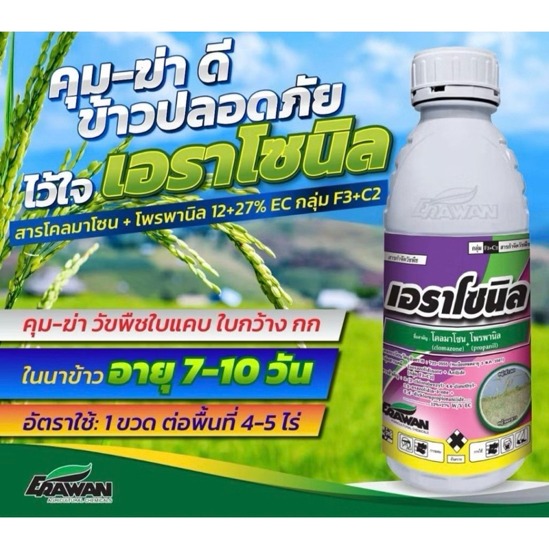 เอราโซนิล โคลมาโซน+โพรพานิล คุมฆ่า7-10วัน ข้าวไม่แดงไม่อาน