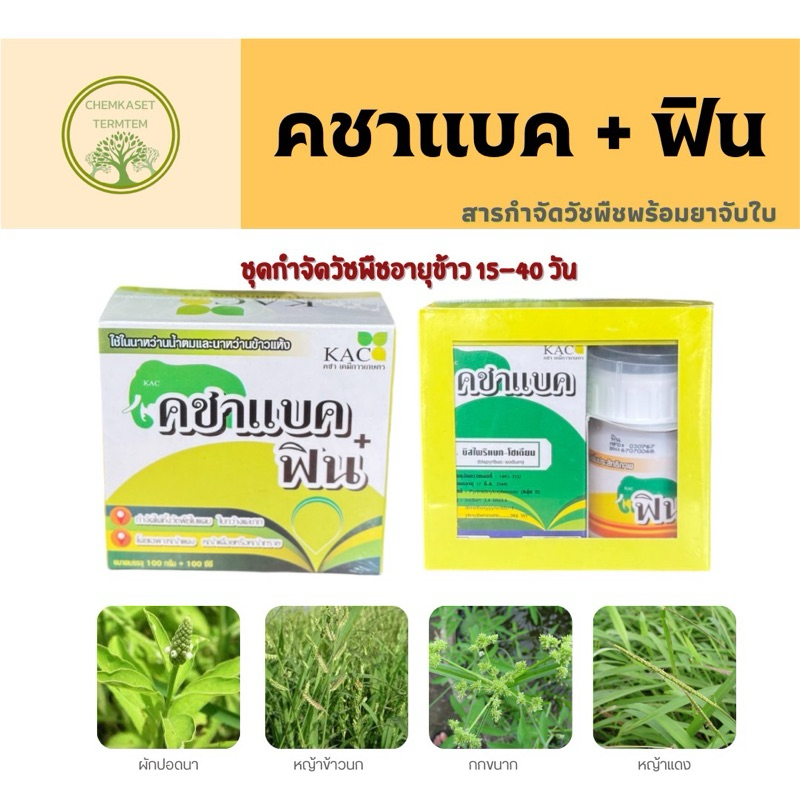 คชาแบค-ฟิน สารบิสไพริแบก-โซเดียม 20%WP เพิ่มประสิทธิภาพ หญ้าดื้อยา หญ้าข้าวนก/หญ้ากระดูกไก่/หญ้าแดง