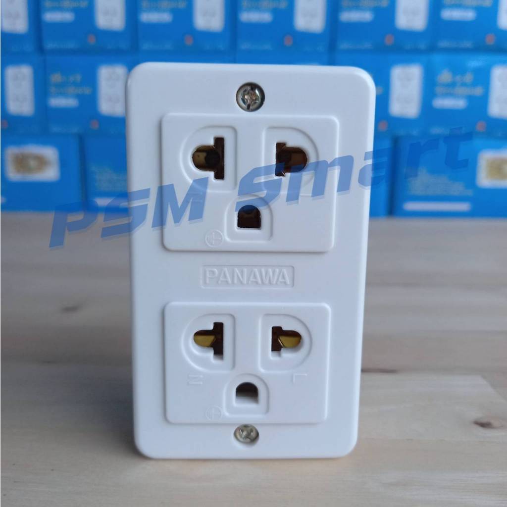 ปลั๊กกราวด์คู่ลอย เต้ารับ ลอย2ที่ (ราคา/ชิ้น) Panawa P-031 สีขาว ผลิตในประเทศไทย