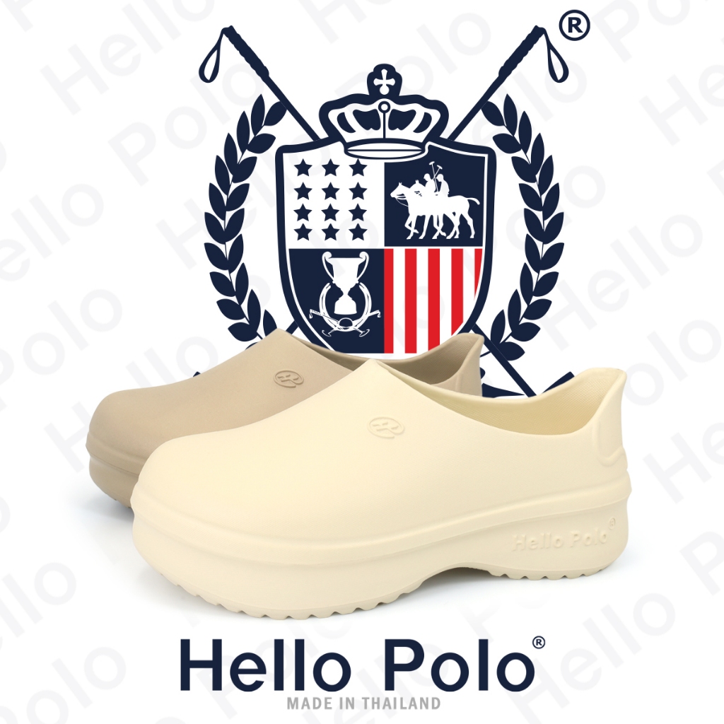Hello Polo รองเท้าหัวโตแฟชั่น รองเท้าคัทชูพยาบาล พื้นนุ่มมาก เบาสบาย ส้นหนา 4.5 ซม กันลื่น ทนต่อการสึกหรอ ลำลอง HP8042