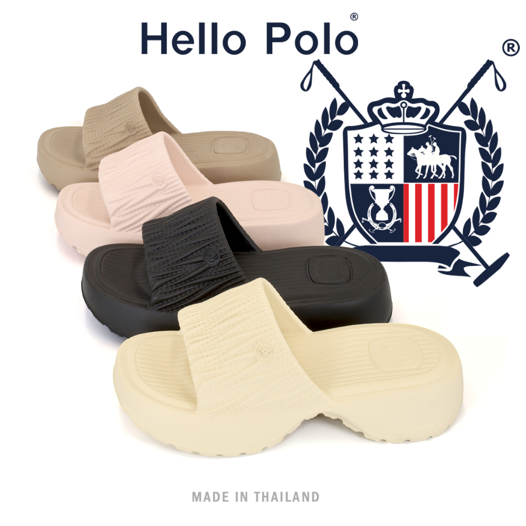 Hello Polo รองเท้าแบบสวม รองเท้าแฟชั่น พื้นหนา กันลื่น รองเท้านิ่มเหมือนเหยียบอึ เบาสบาย ดีไซน์เพรียว รองเท้านุ่ม HP8040