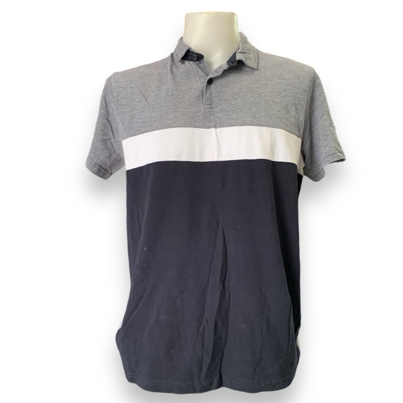 LU95 | Cedarwood State เสื้อคอปก เสื้อโปโล แขนสั้น สีเทา-กรมท่า อก44 เซลตำหนิ